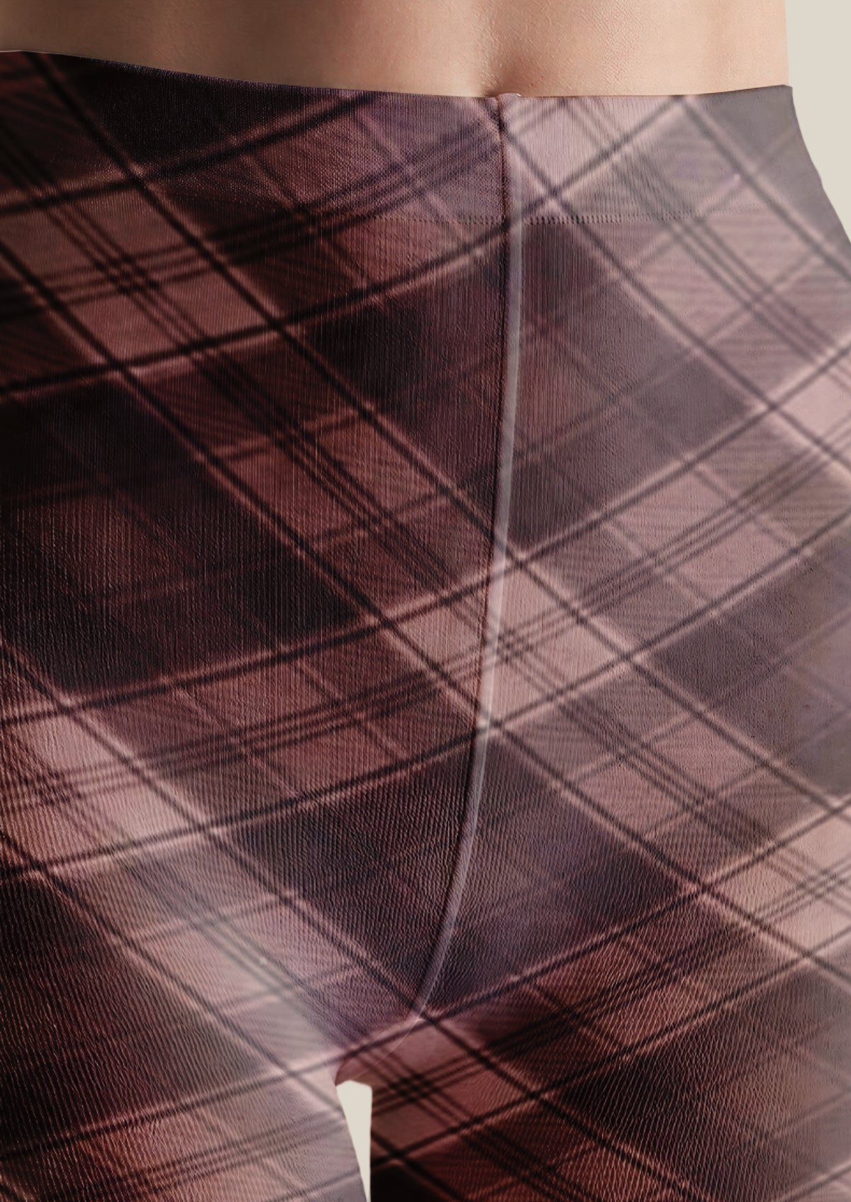 Brown Pink Plaid Tights