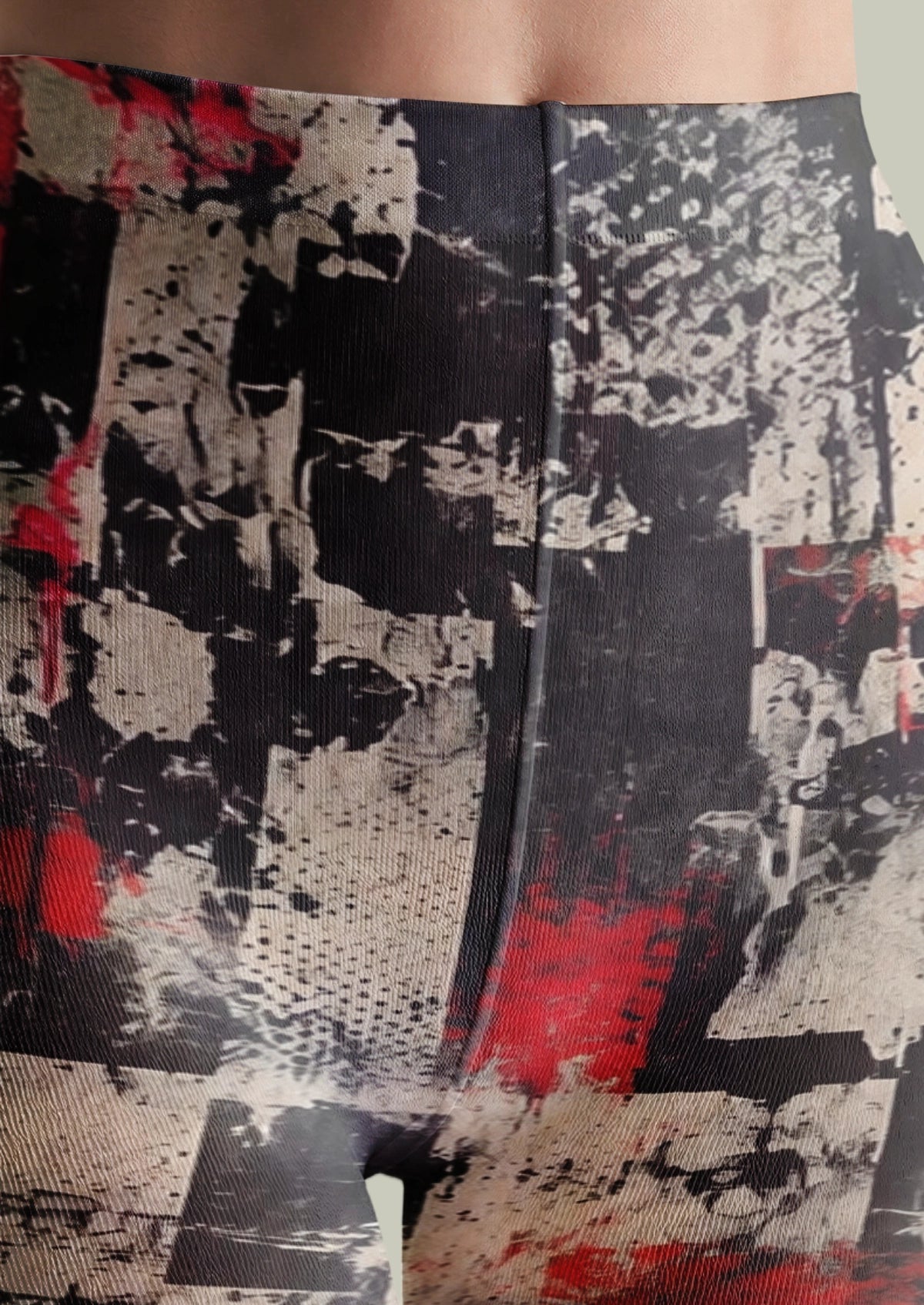 Red Urban Collage Tights