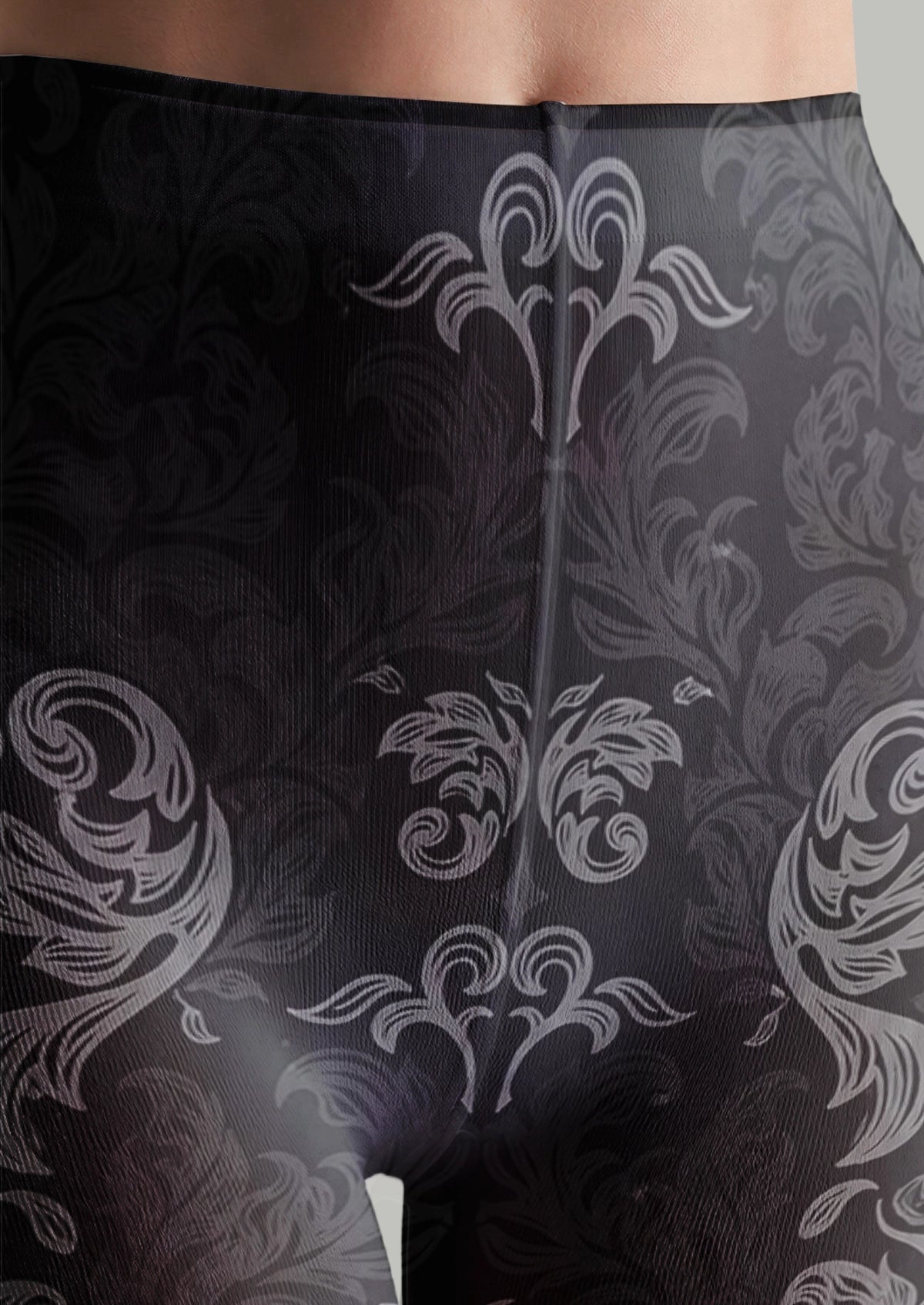 Black Botanical Floral Tights