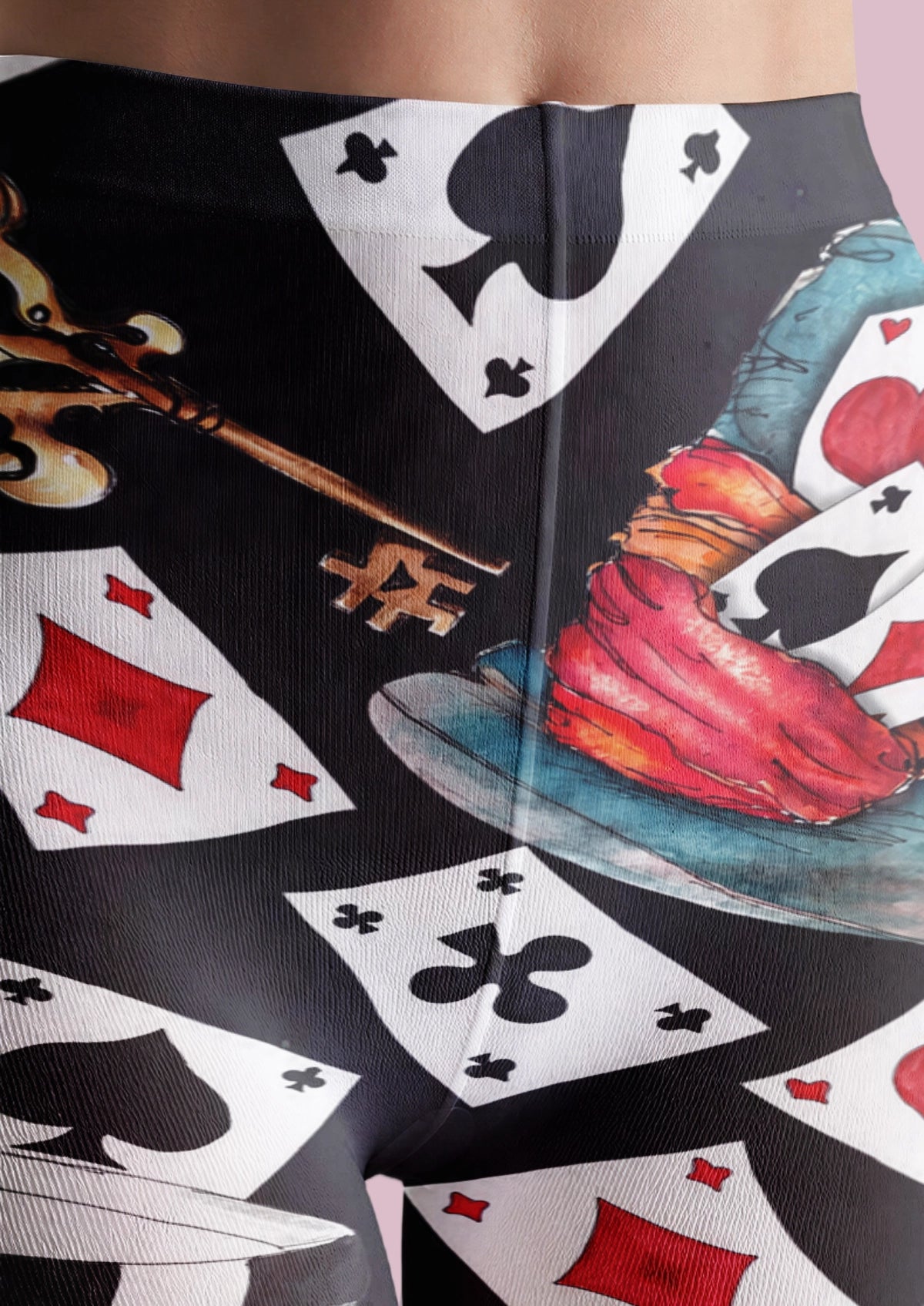 Black Playing Card Collage Tights