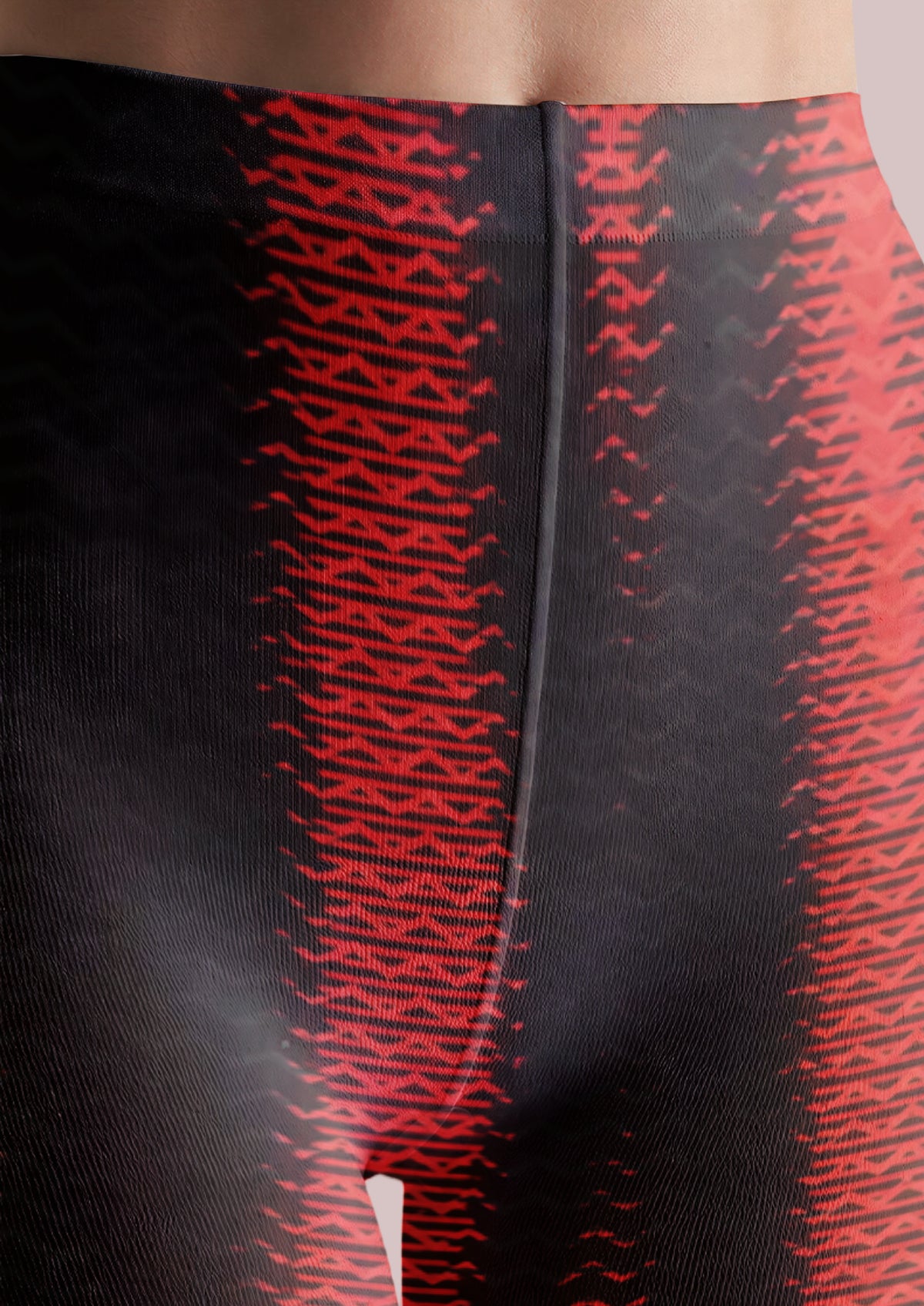 Black Red Geometric Stripe Tights