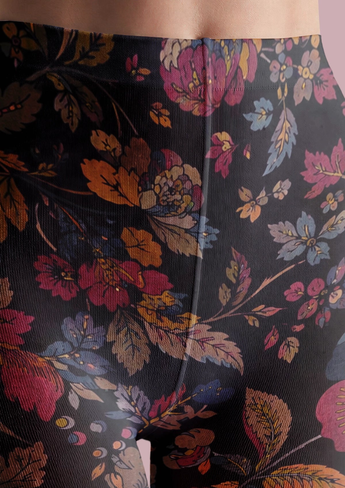Black Vintage Floral Tights