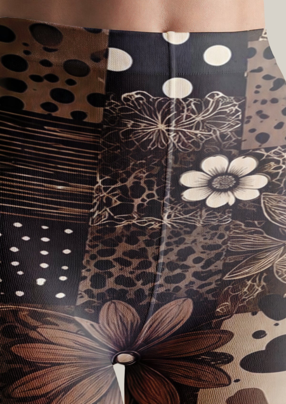 Black Floral Patchwork Tights