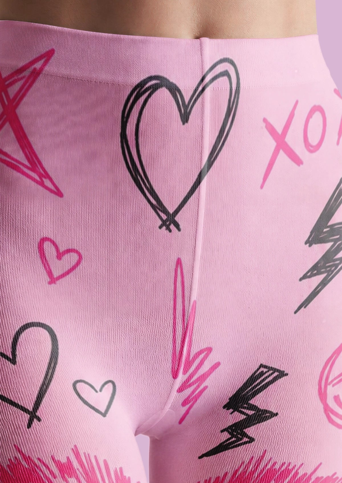 Pink Graffiti Heart Tights