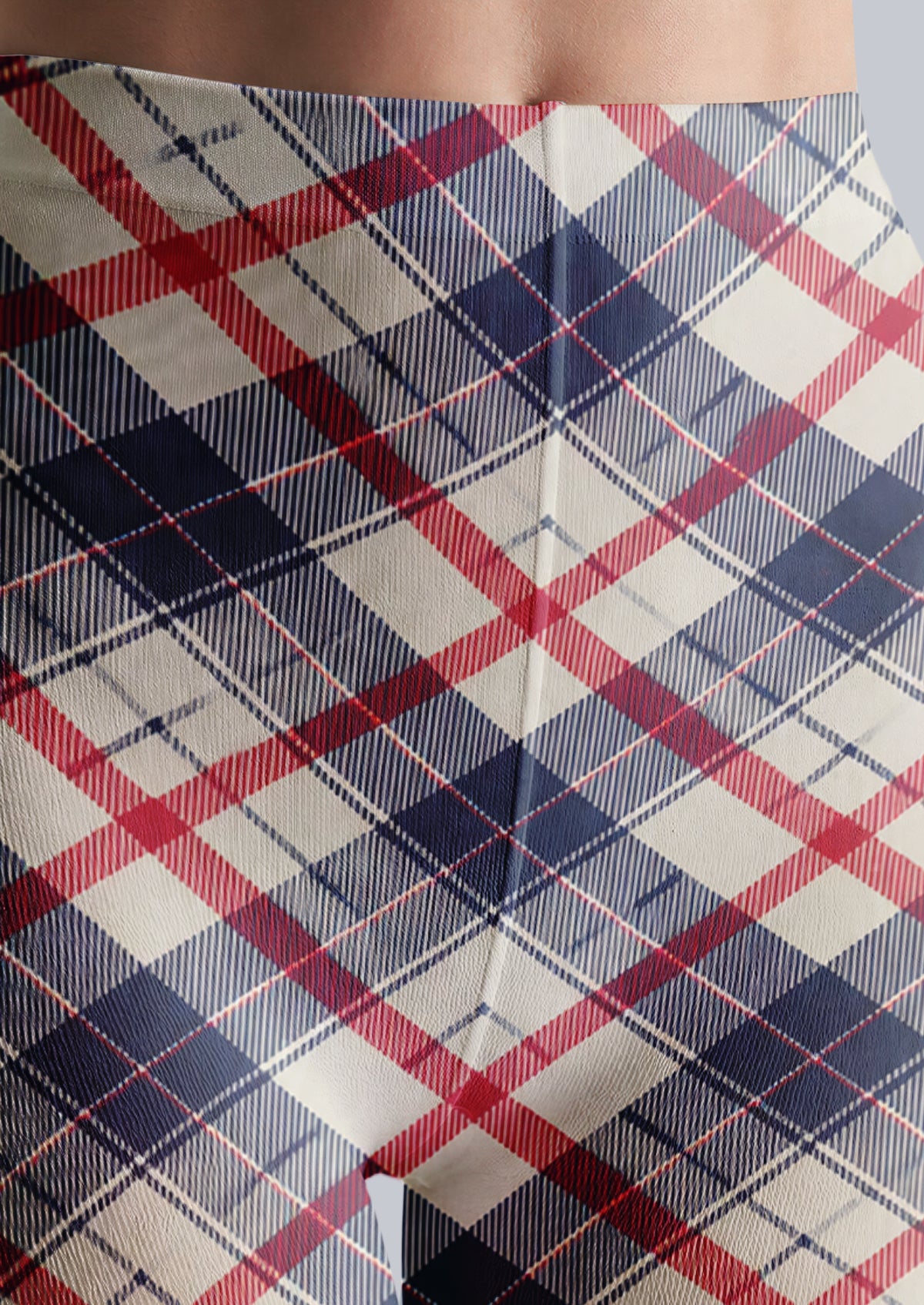 Ivory Navy Plaid Tights