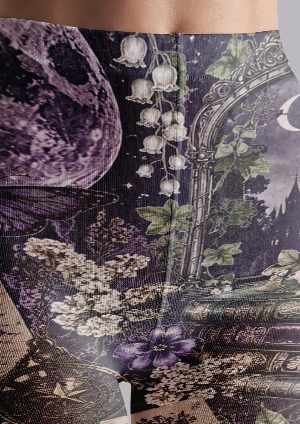 Black Gothic Botanical Collage Tights