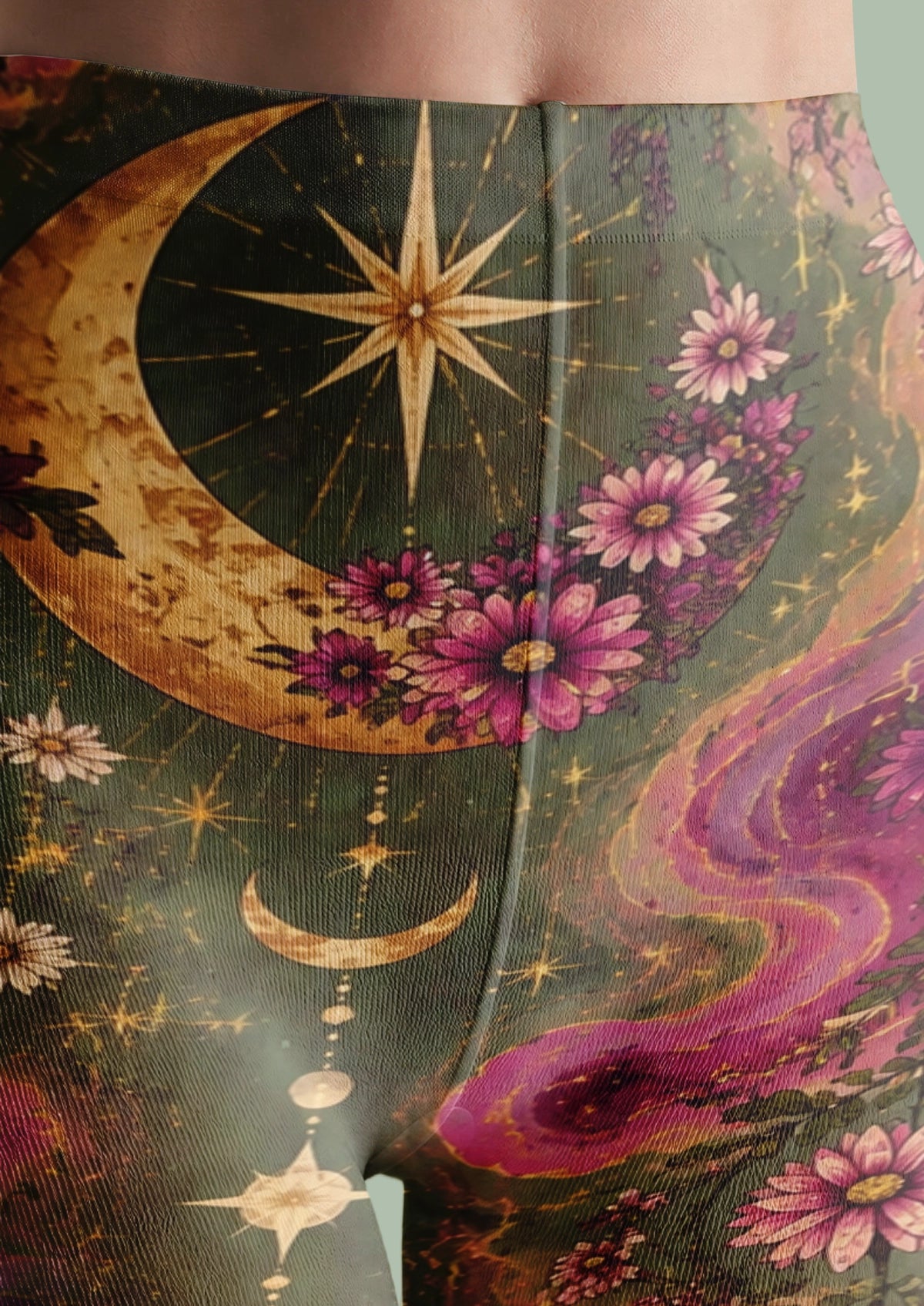 Green Celestial Sun Moon Tights