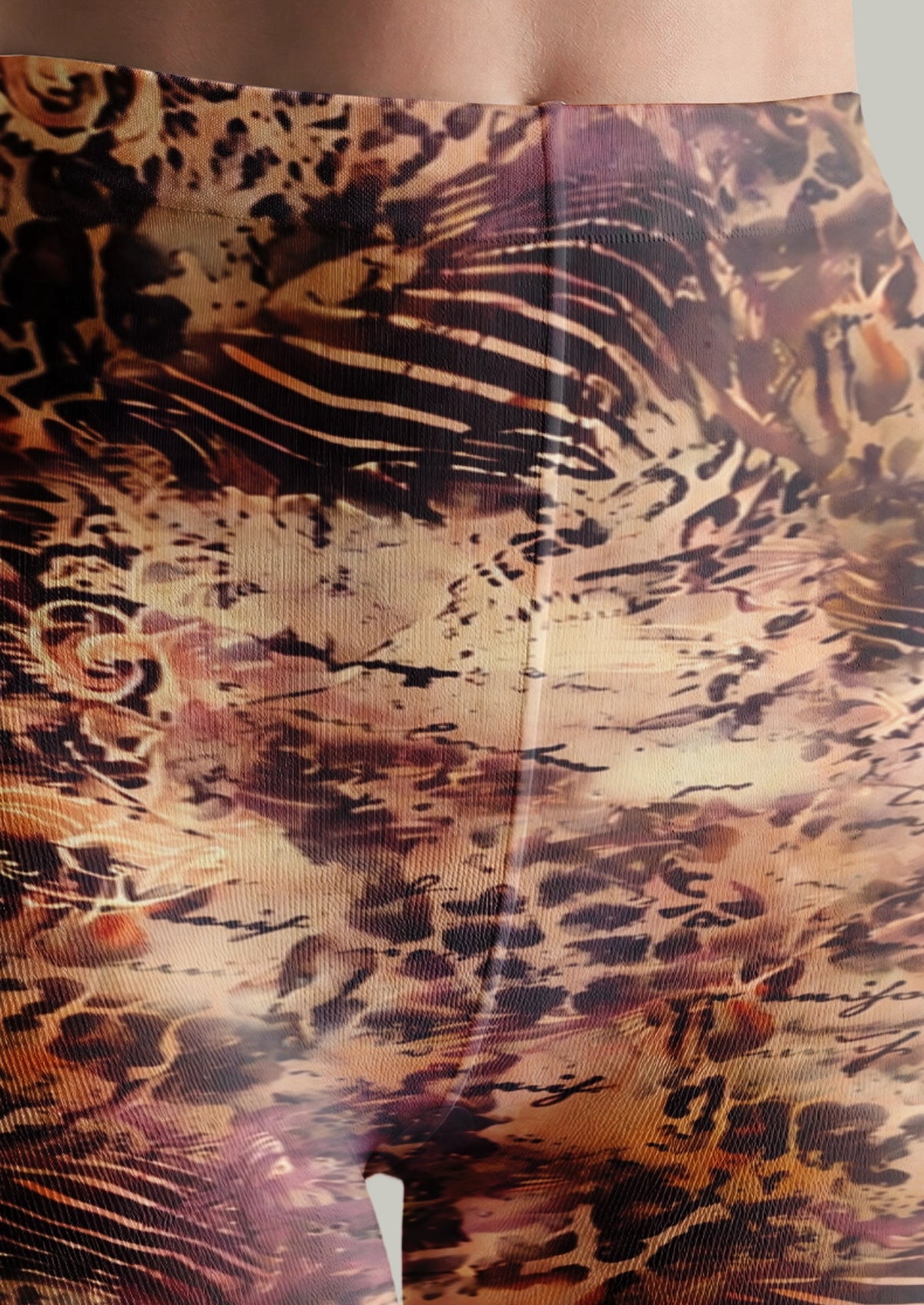Beige Animal Script Tights