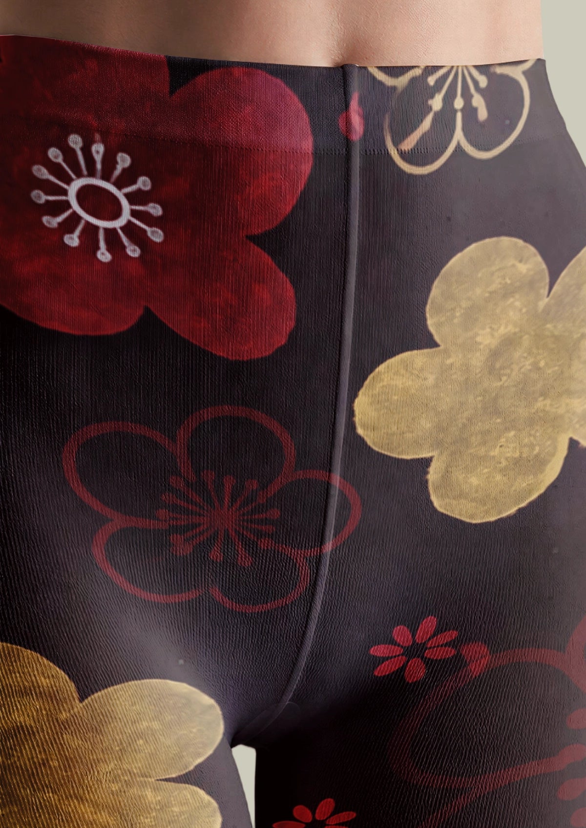 Black Gold Blossom Tights