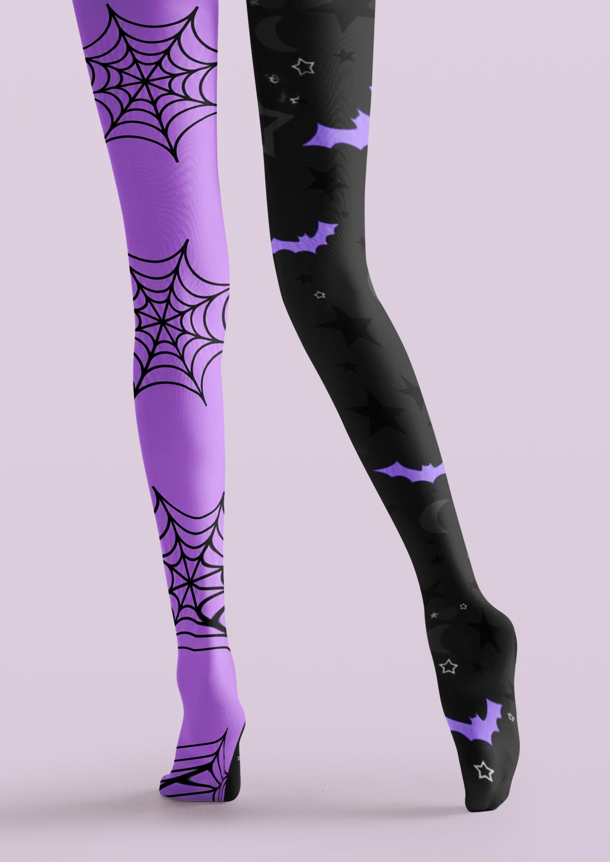 Black Purple Spiderweb Bat Tights