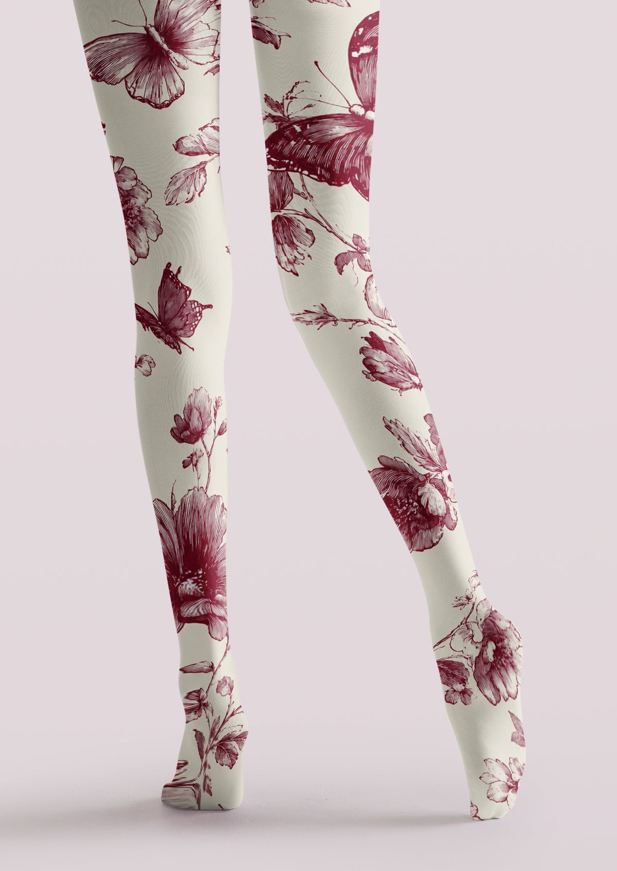 Ivory Botanical Butterfly Tights