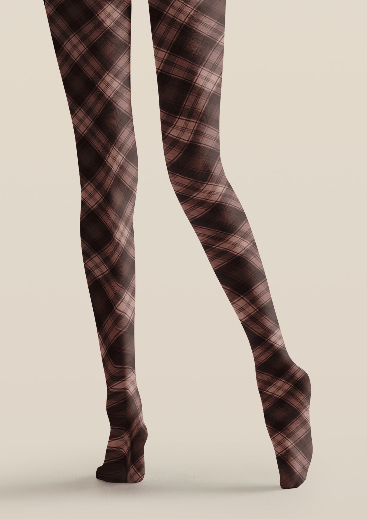 Brown Pink Plaid Tights