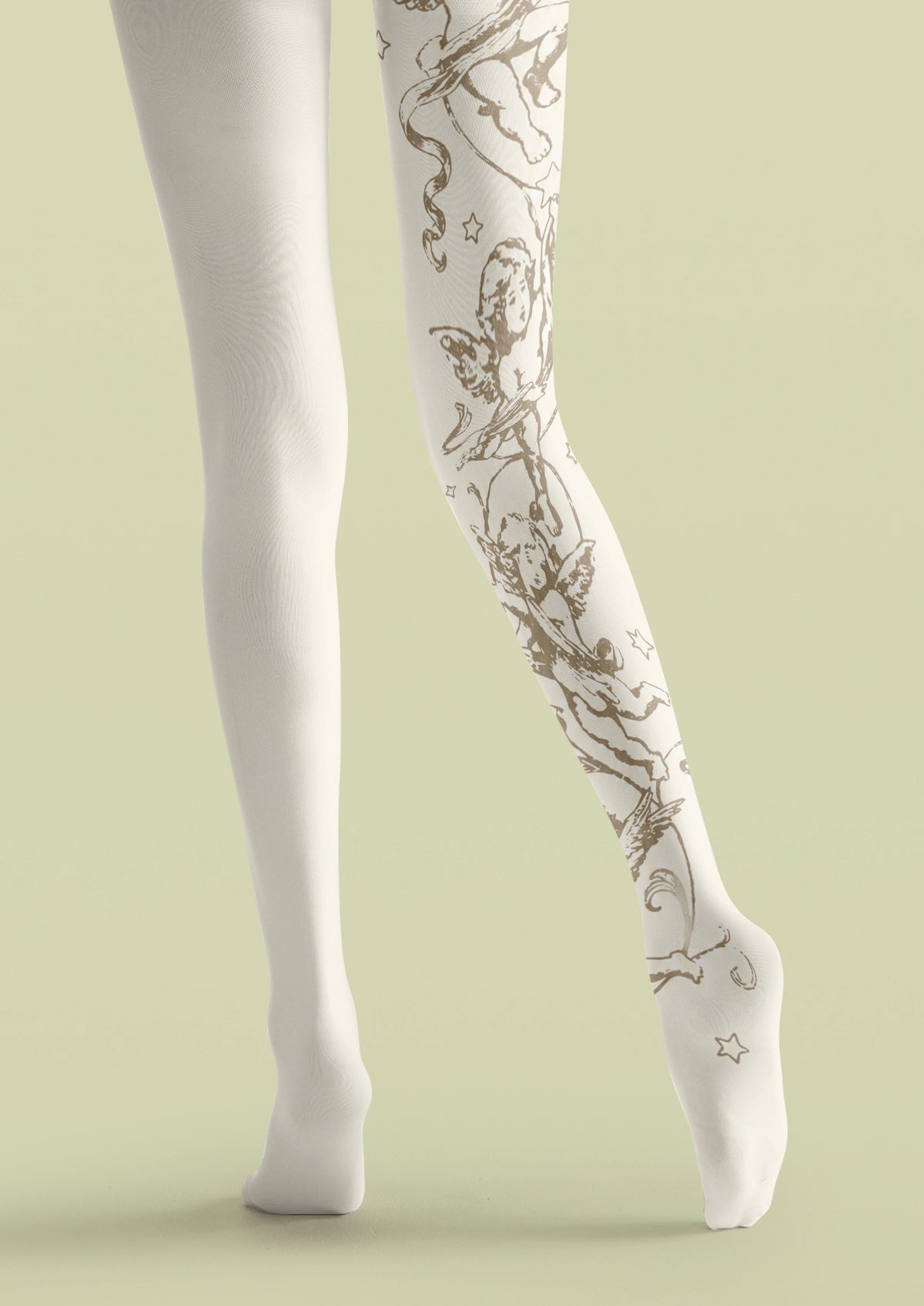 White Cherub Tattoo Tights