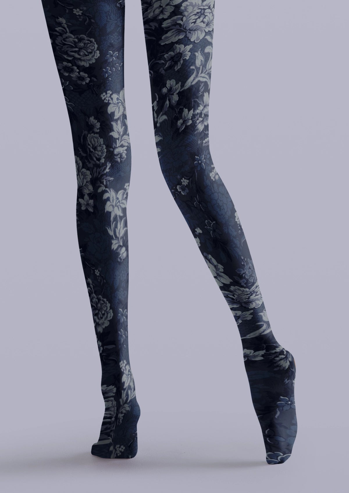 Navy Vintage Floral Tights
