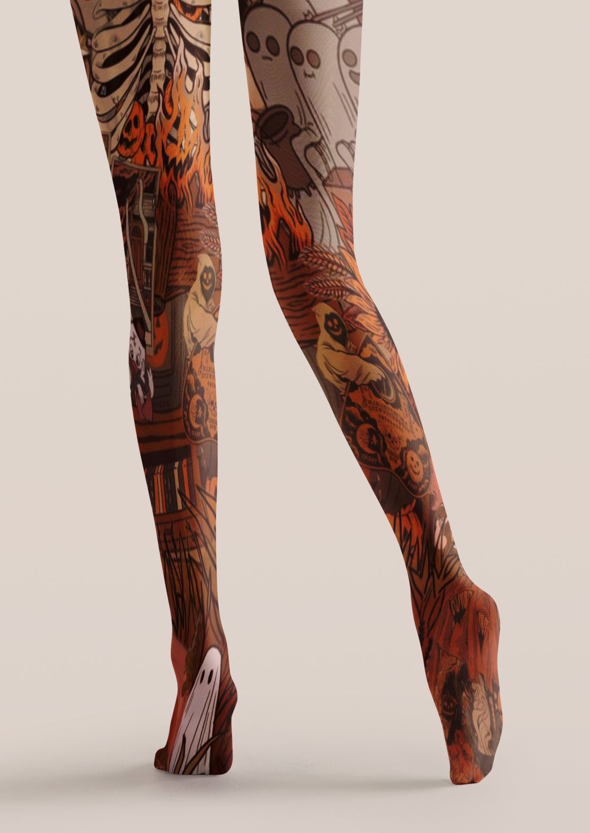 Black Halloween Collage Tights