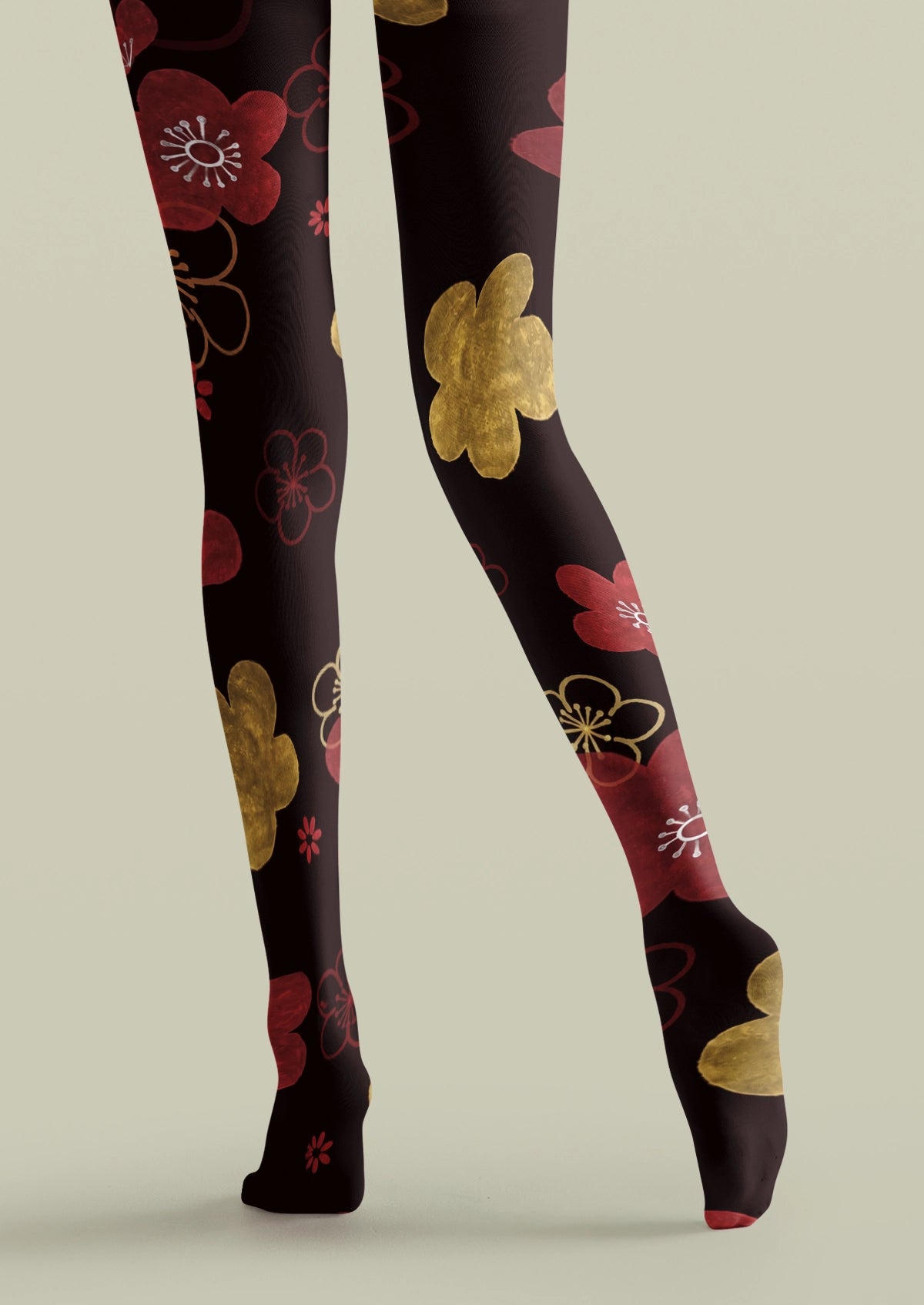 Black Gold Blossom Tights