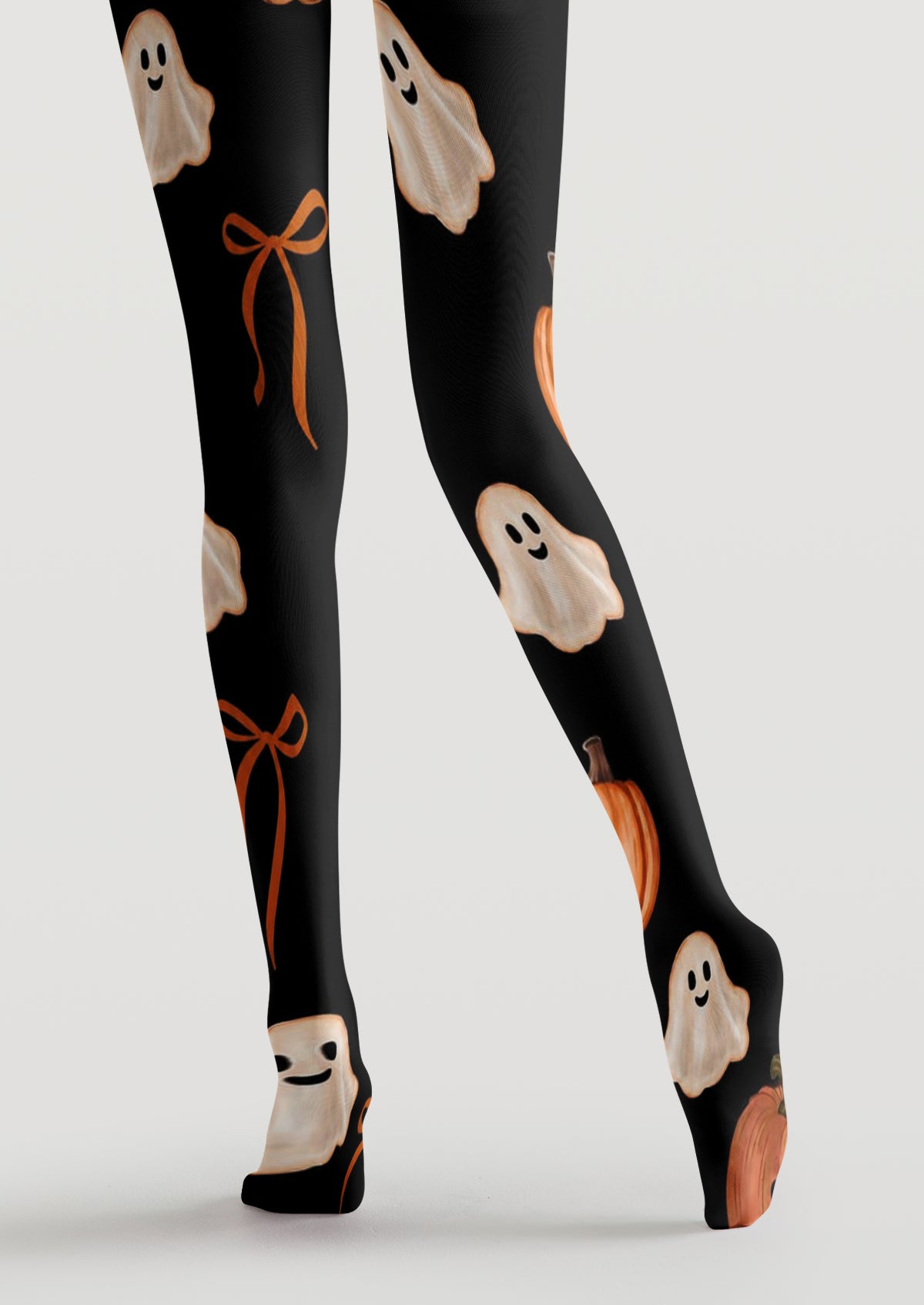 Black Ghost Pumpkin Tights