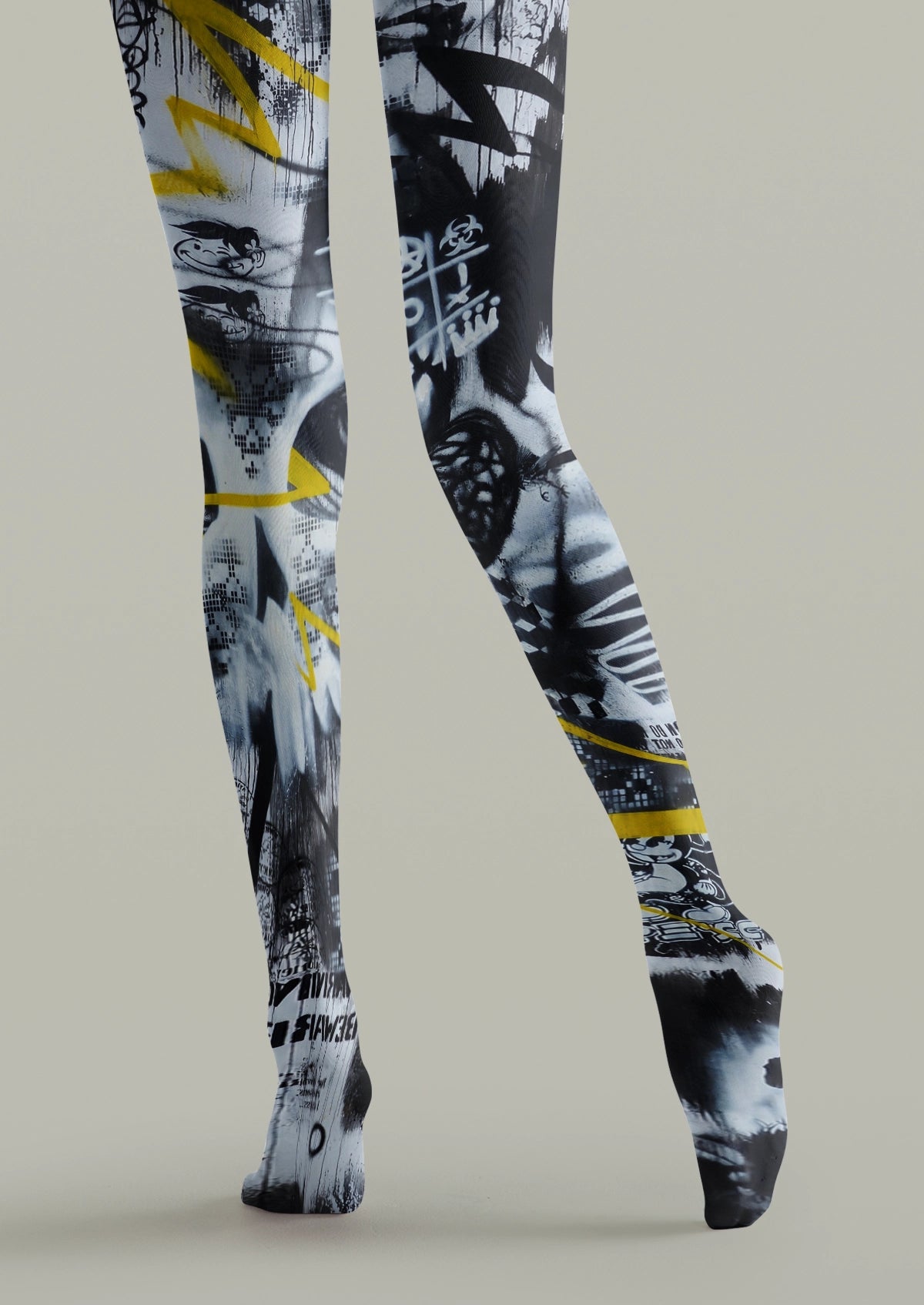 Black Yellow Graffiti Tights