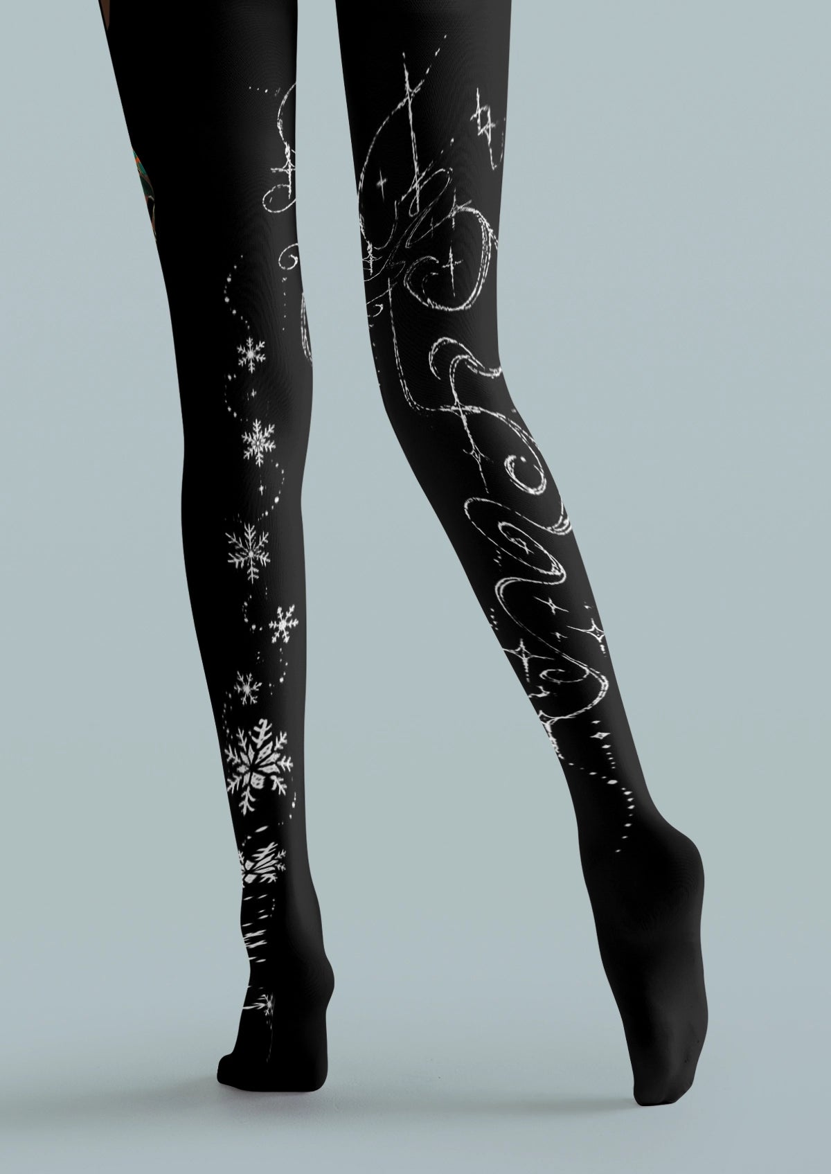 Black Snowflake Swirl Tights