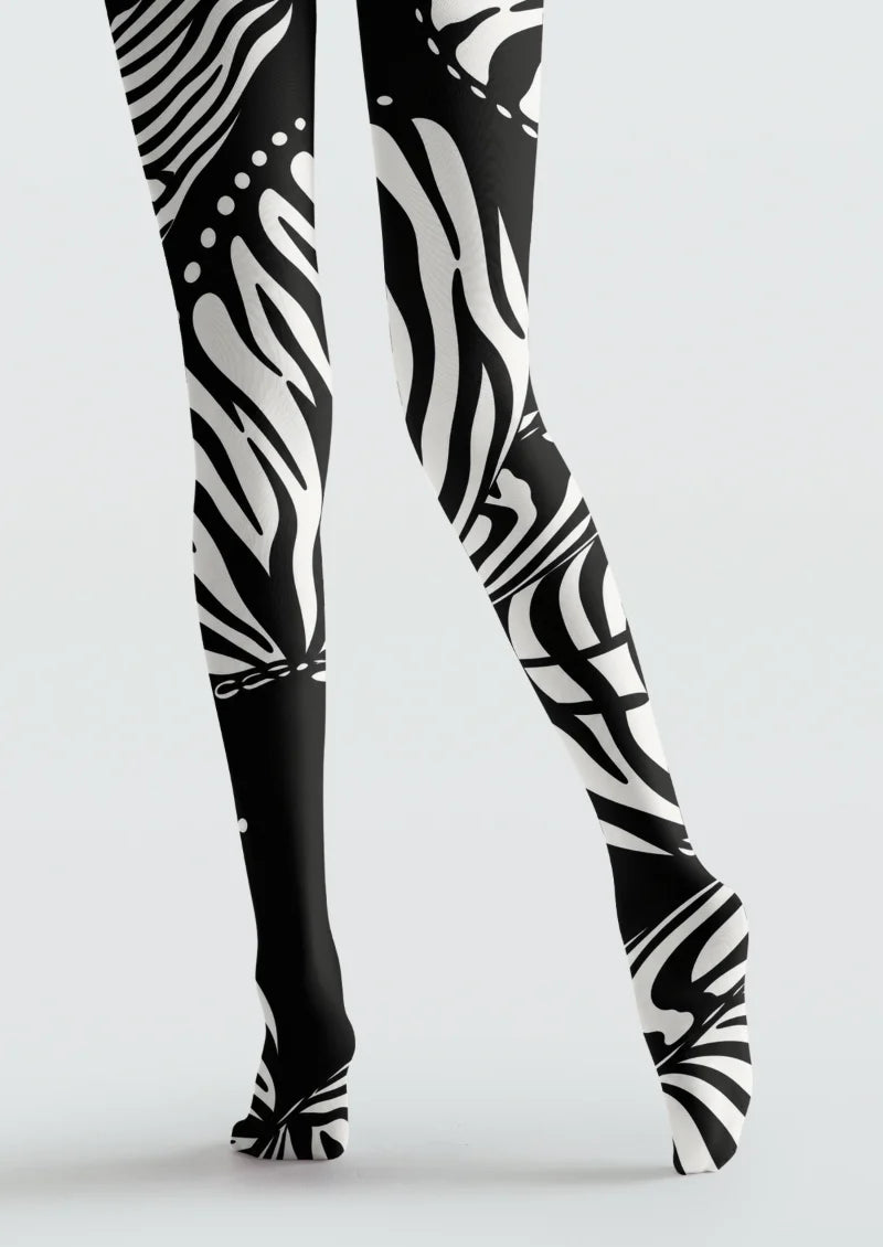 Black and White Zebra Motif Tights