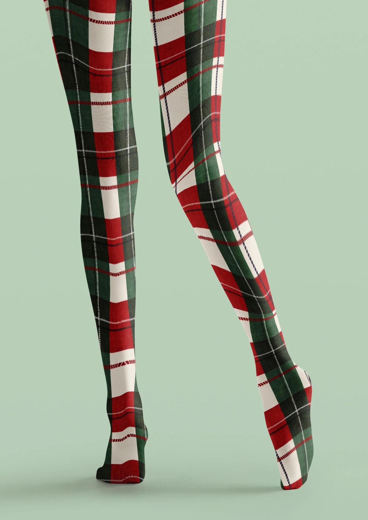 Red Green Plaid Tights