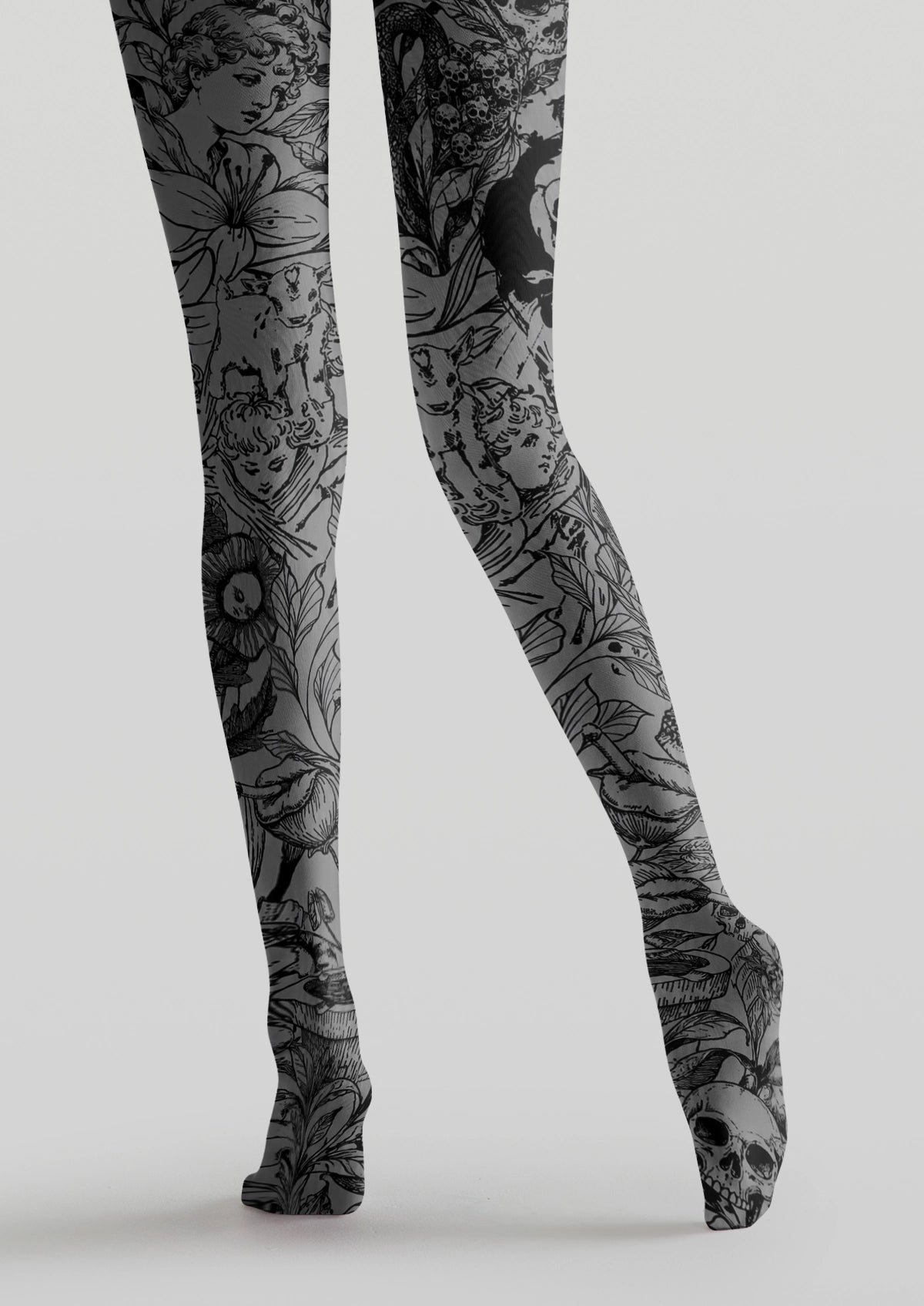 Gray Gothic Engraving Tights