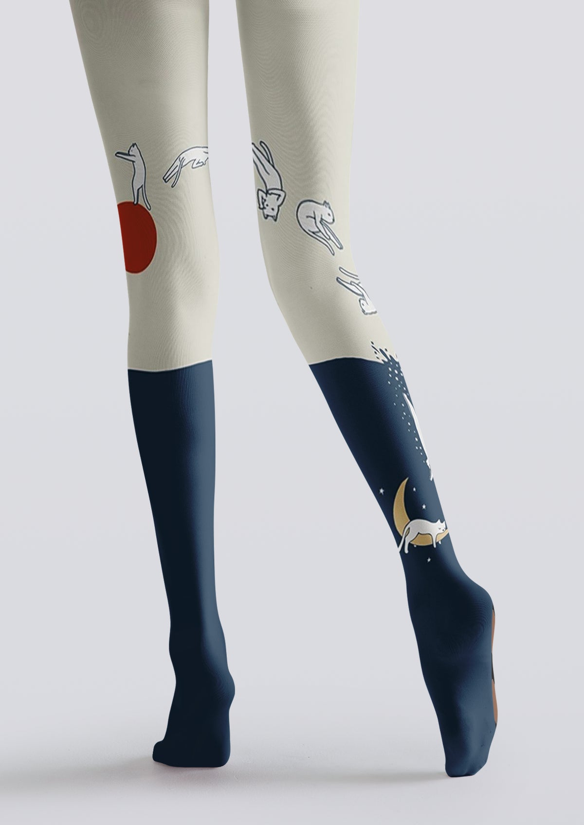 Navy Cat Moon Tights
