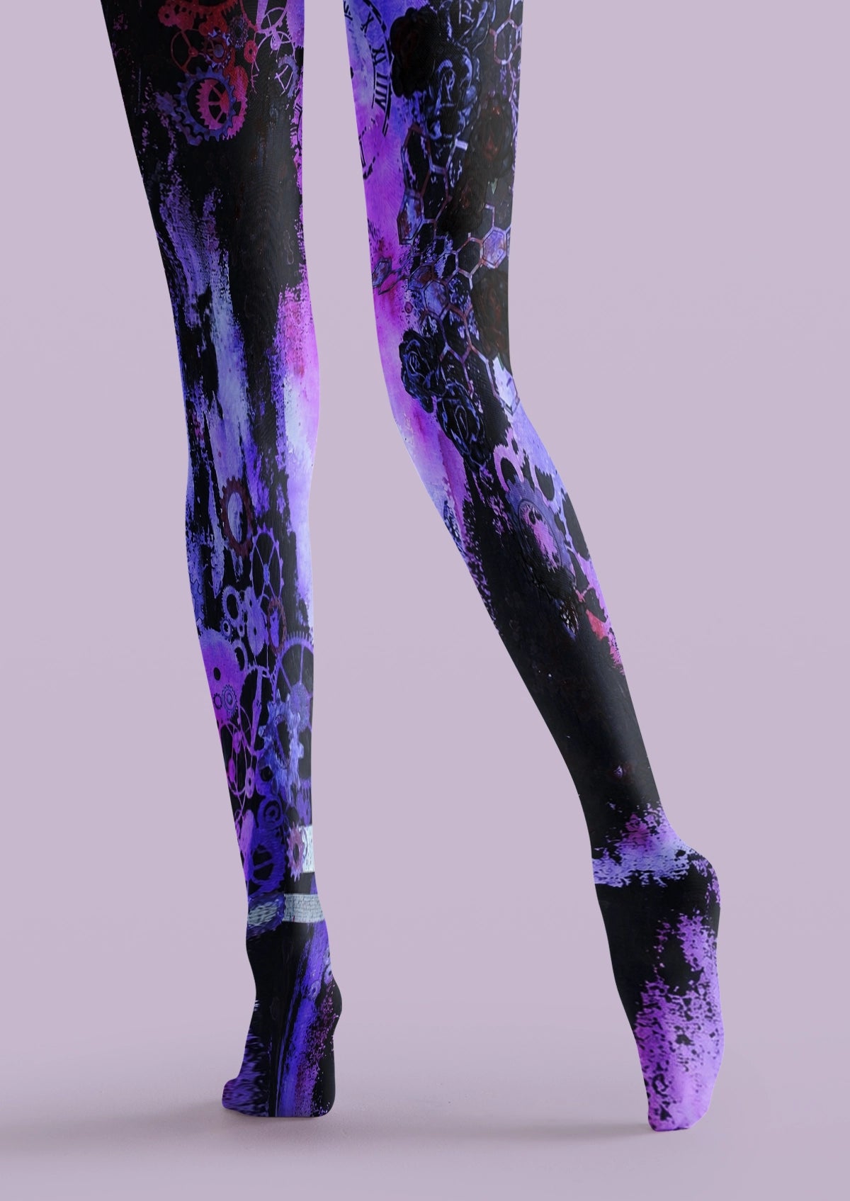 Black Gear Rose Tights