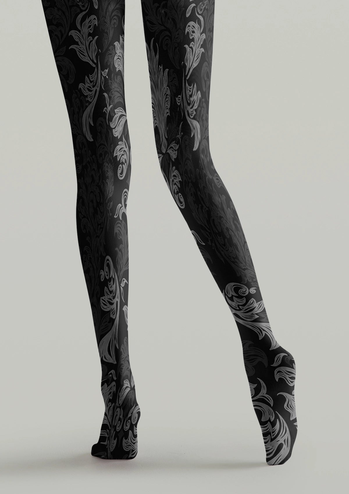 Black Botanical Floral Tights