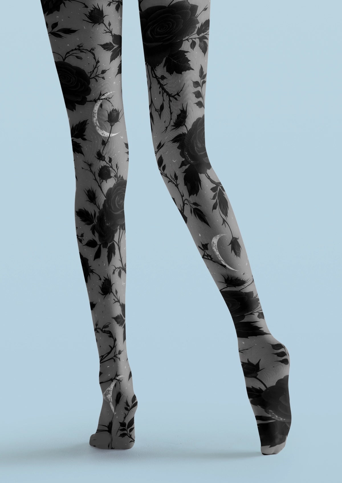 Gray Rose Moon Tights