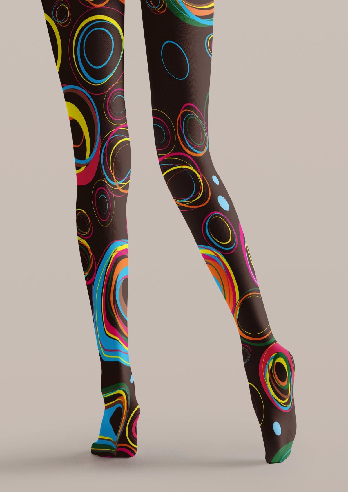 Black Color Circle Geometric Tights