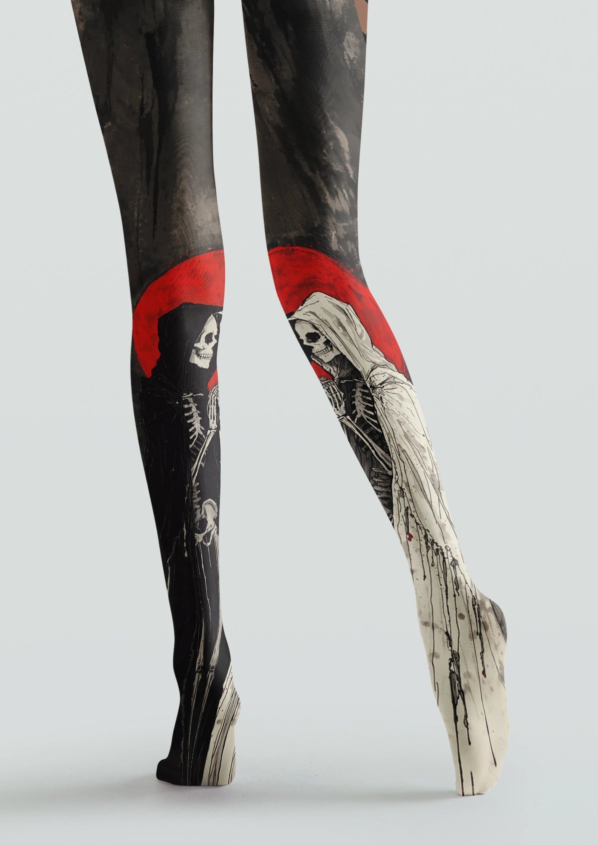 Black Red Moon Skeleton Tights