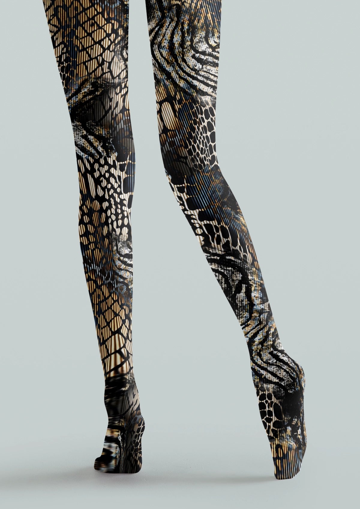 Black Mixed Animal Print Tights