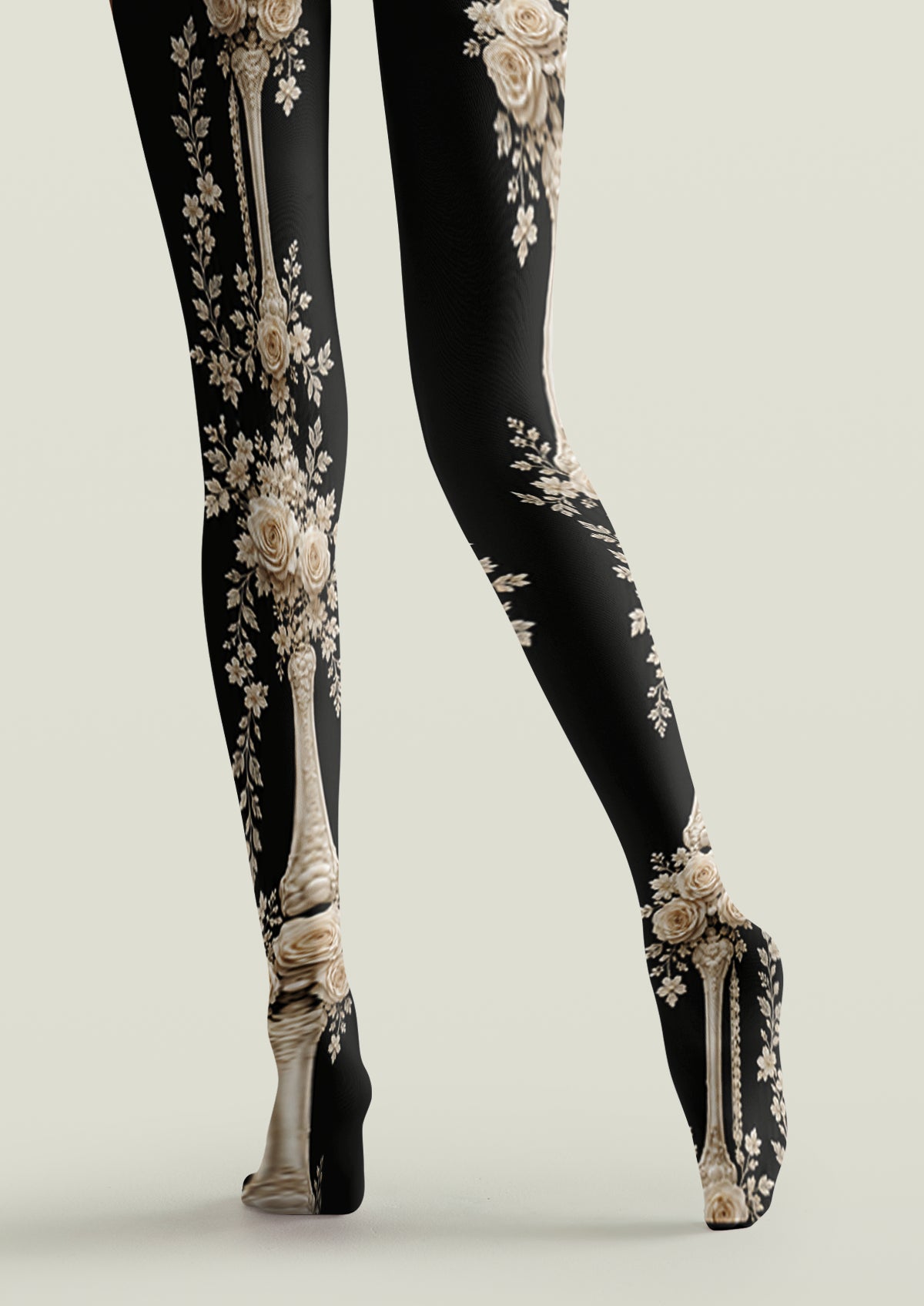 Black Antique Rose Tights