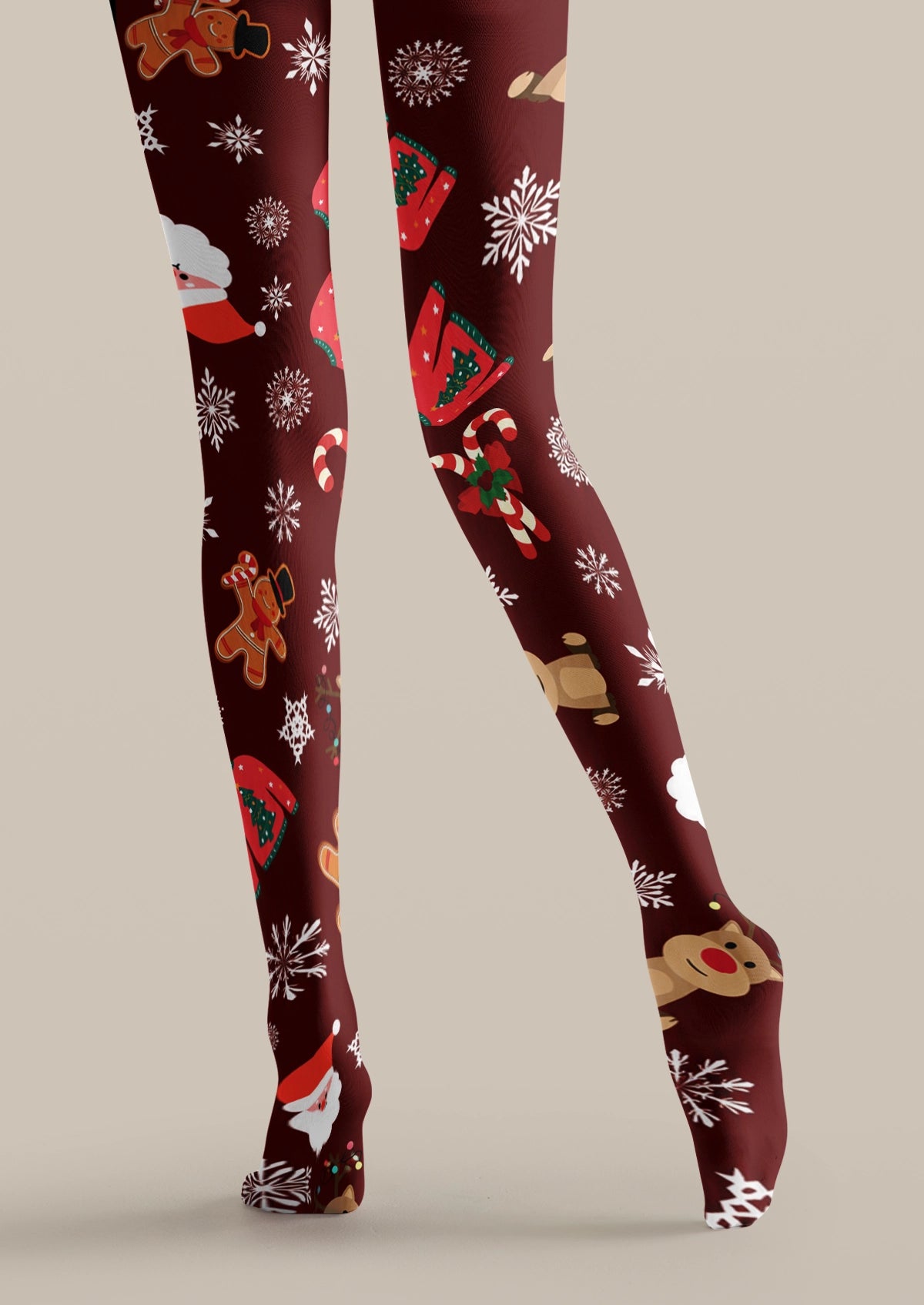 Burgundy Holiday Icon Tights