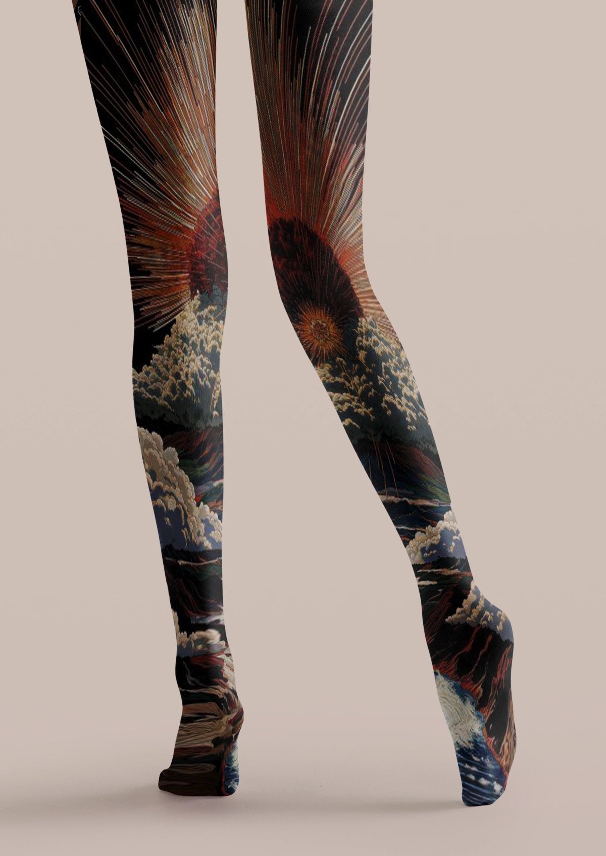 Black Rising Sun Wave Tights