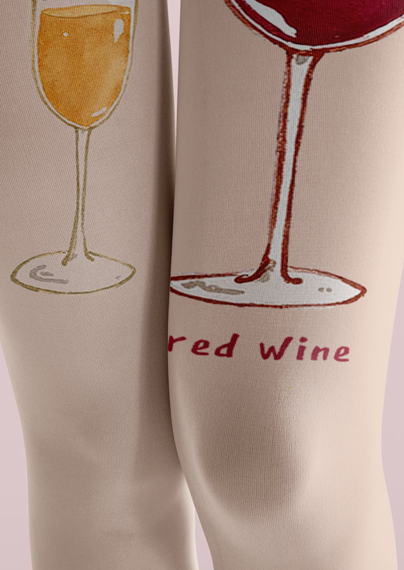 Tipsy Wine Glass Printed Tights Hosiery Pantyhose