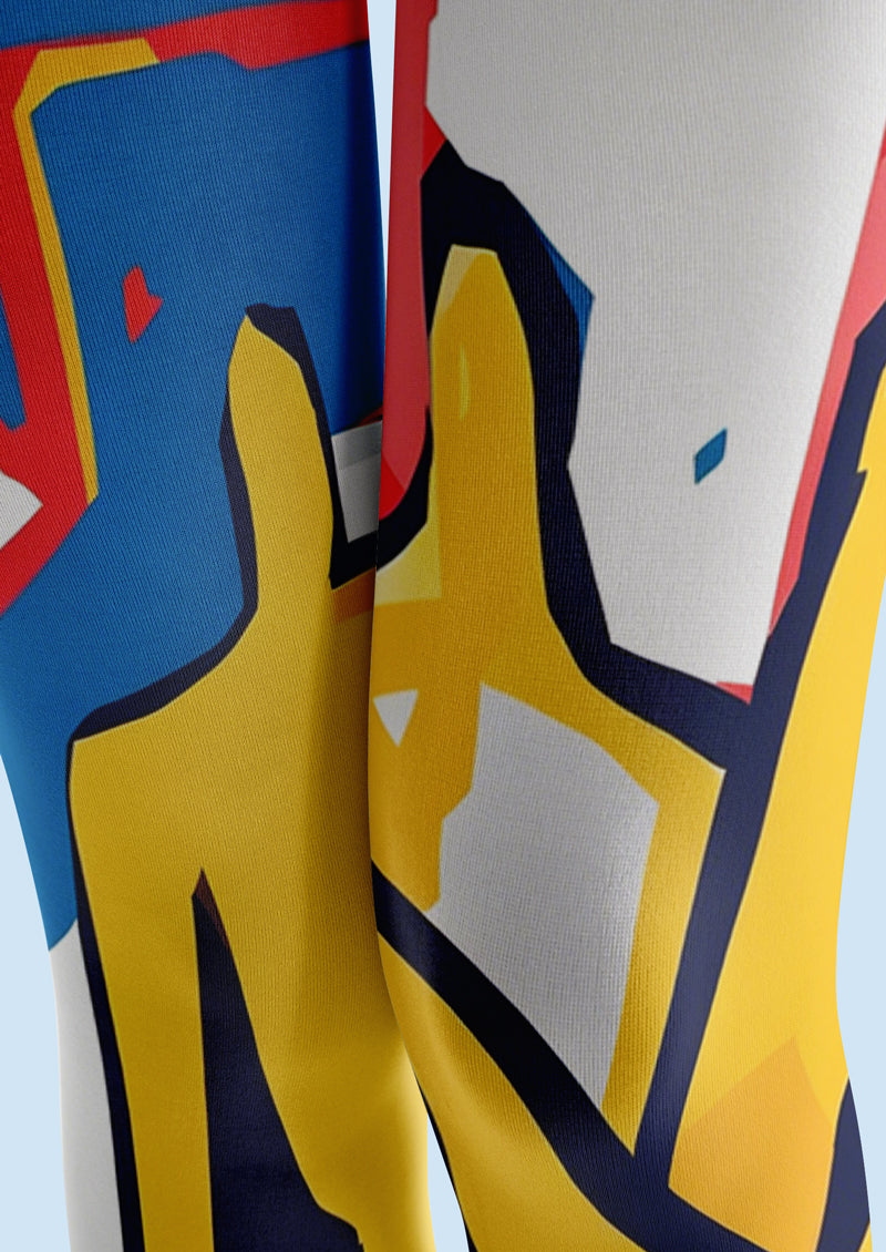 Color Block Pop Art Geometric Tights Hosiery Pantyhose