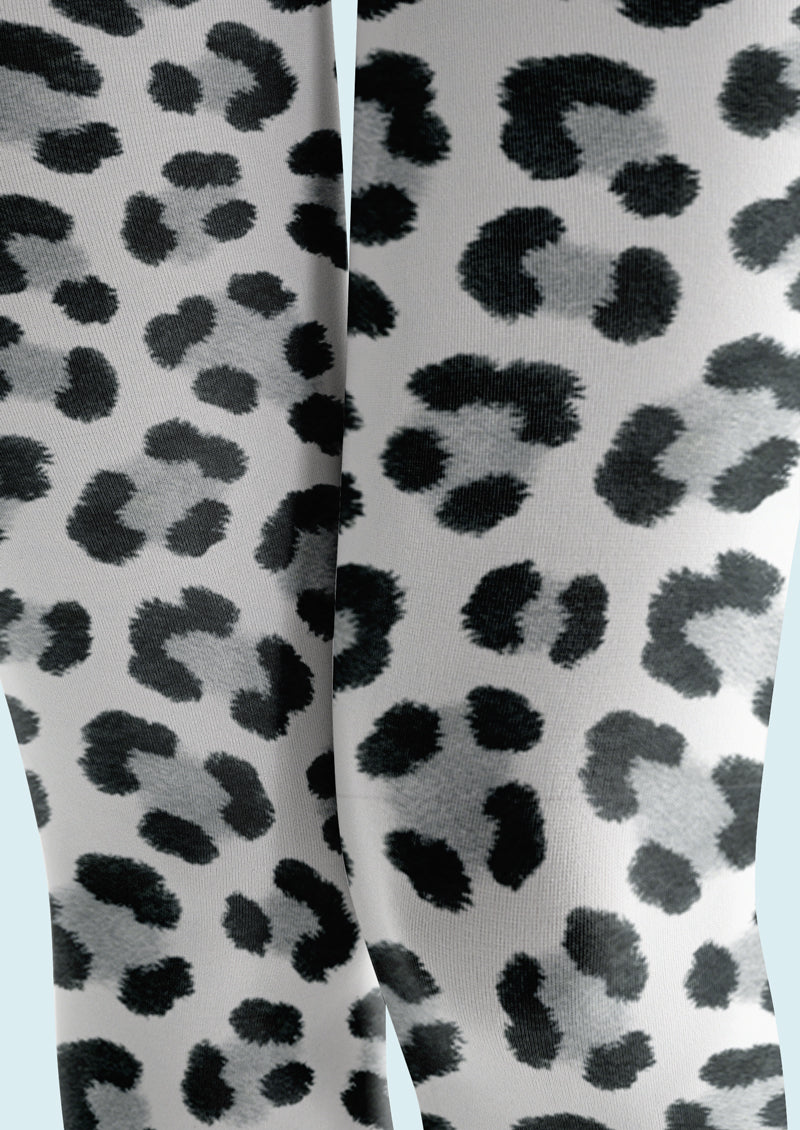 White Leopard Print Tights Hosiery Pantyhose