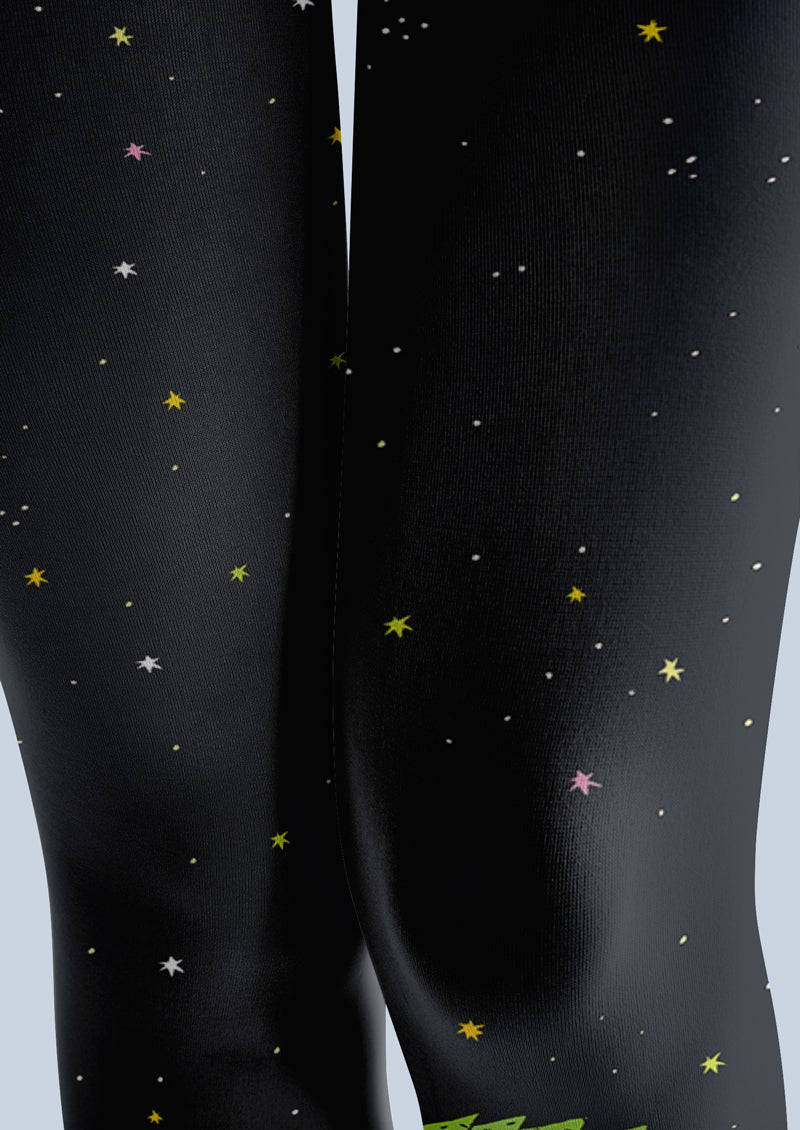 Black Starry Sky Cartoon Tights Hosiery Pantyhose