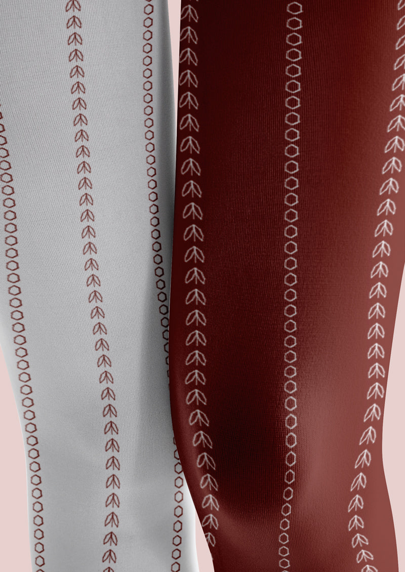 Red White Stitch Tights Hosiery Pantyhose