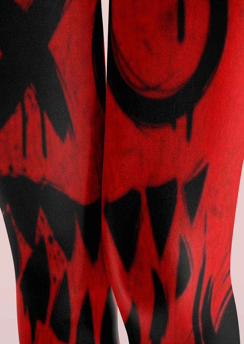 Dark Grimace Color Block Printed Tights Hosiery Pantyhose