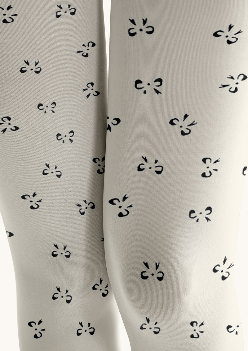 White Mini Symbol Printed Tights Hosiery Pantyhose