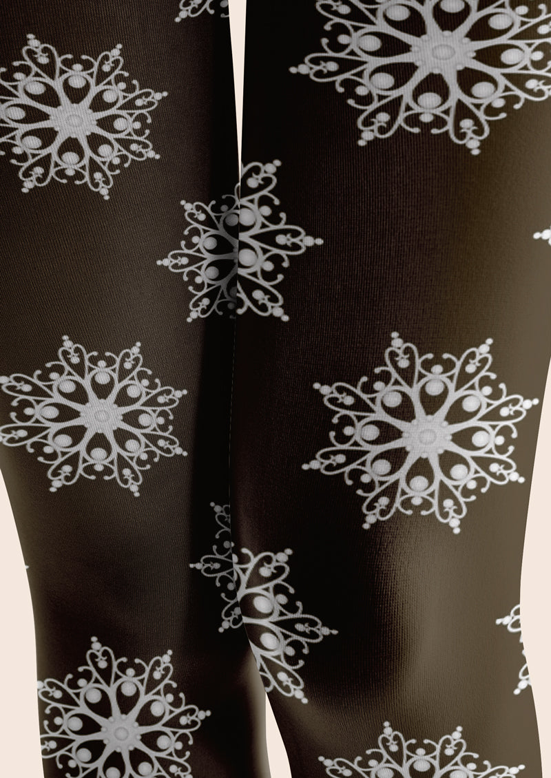 Brown Snowflake Tights Hosiery Pantyhose