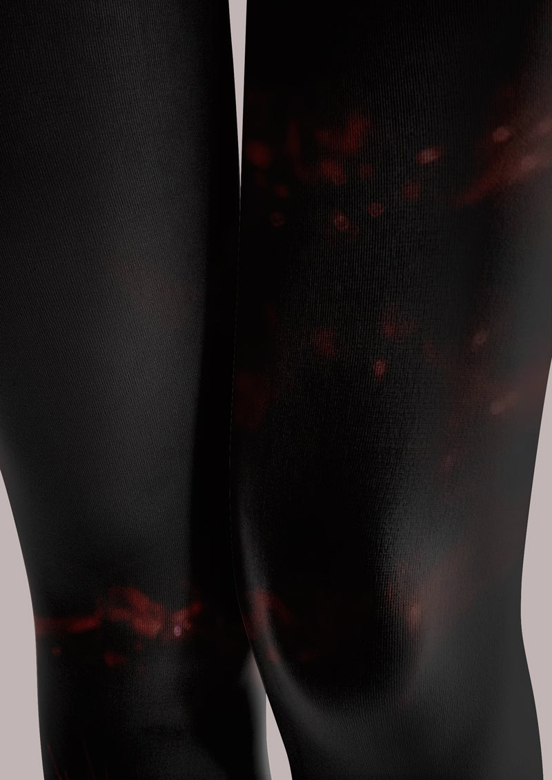 Black Red Spider Lily Floral Tights Hosiery Pantyhose