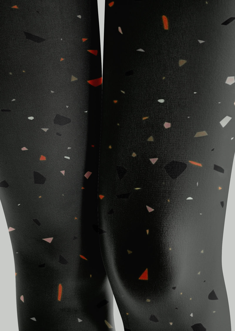 Black Terrazzo Tights Hosiery Pantyhose