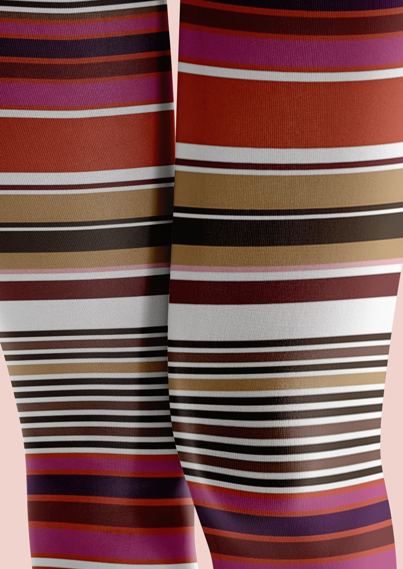 Retro Color Stripe Tights Hosiery Pantyhose