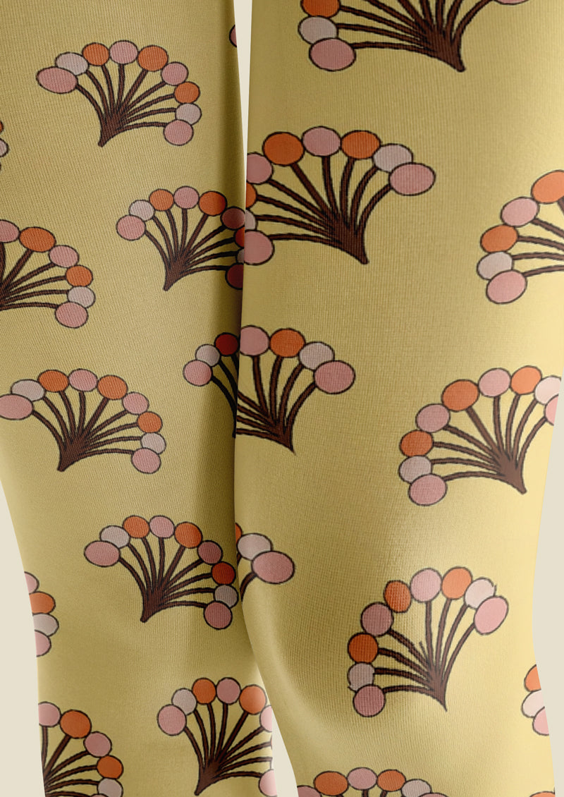 Yellow Umbrella Flower Tights Hosiery Pantyhose