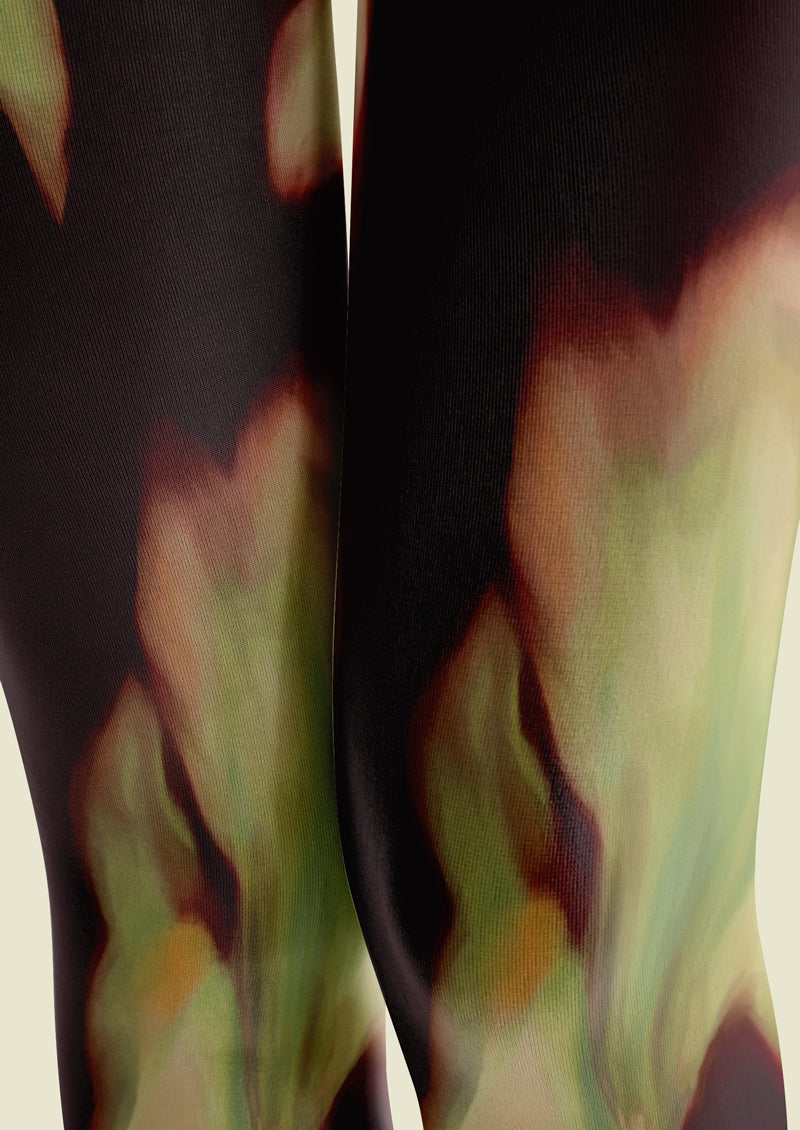 Brown Ginkgo Leaf Tights Hosiery Pantyhose