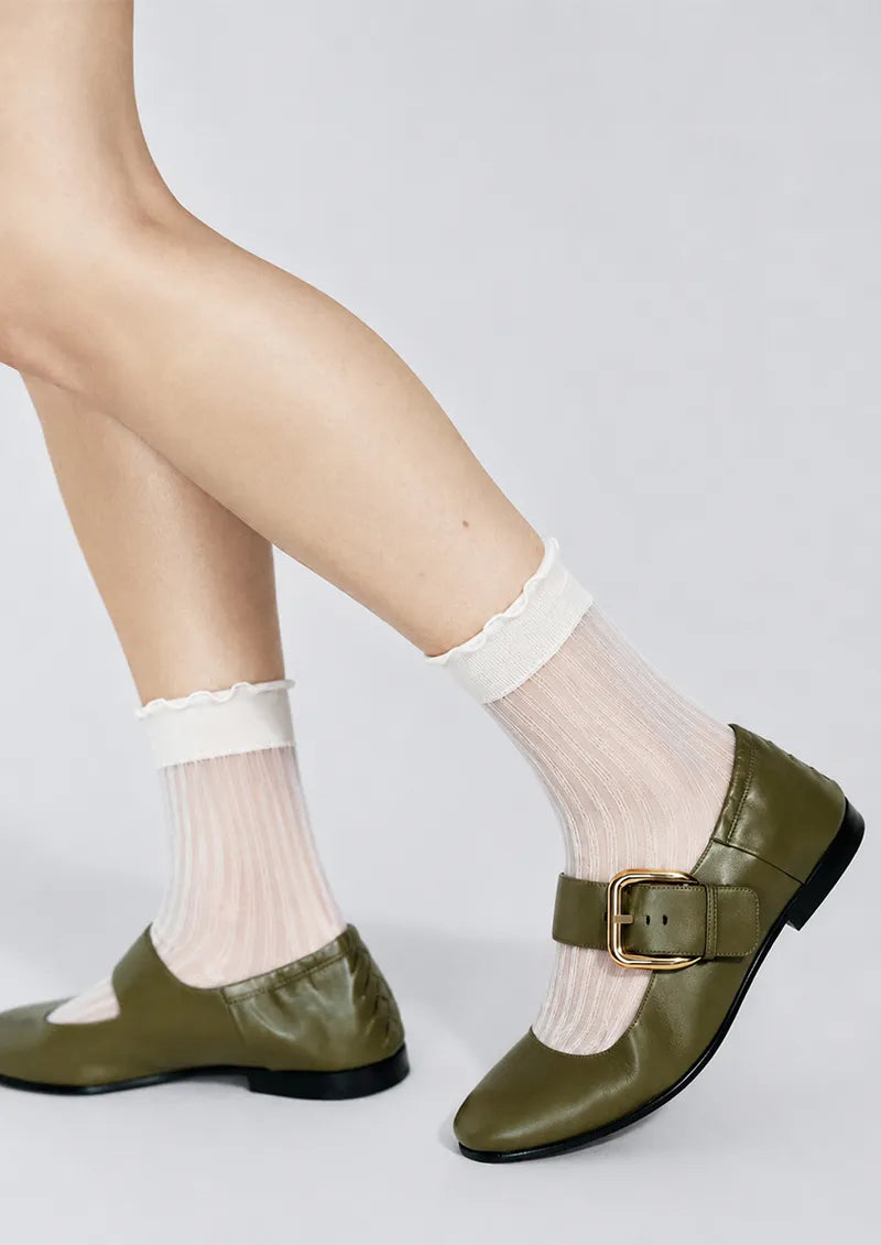 Sheer Ribbed Crew Socks